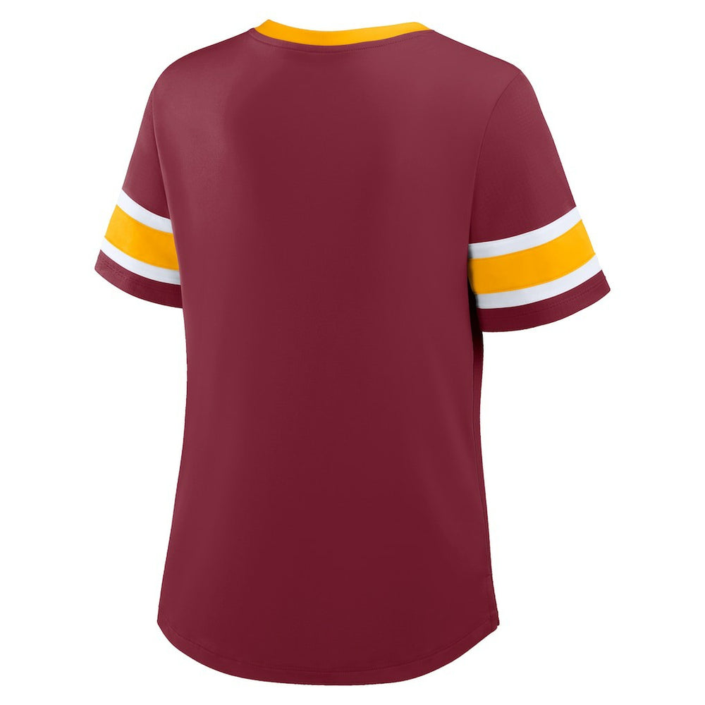 Washington Commanders Women's Redzone Draw Play Athena Lace-Up T-Shirt - Burgundy T-shirts