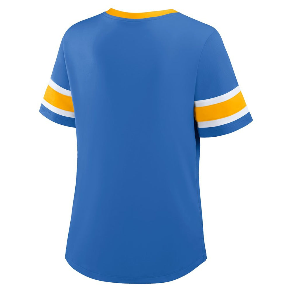 Los Angeles Chargers Women's Redzone Draw Play Athena Lace-Up T-Shirt - Powder Blue T-shirts
