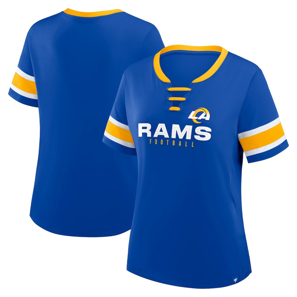 Los Angeles Rams Women's Redzone Draw Play Athena Lace-Up T-Shirt - Royal T-shirts