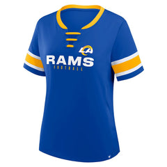 Los Angeles Rams Women's Redzone Draw Play Athena Lace-Up T-Shirt - Royal T-shirts