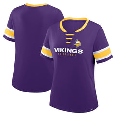 Minnesota Vikings Women's Redzone Draw Play Athena Lace-Up T-Shirt - Purple T-shirts