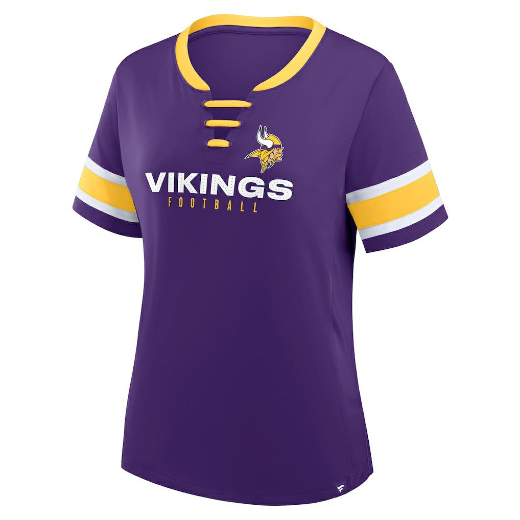 Minnesota Vikings Women's Redzone Draw Play Athena Lace-Up T-Shirt - Purple T-shirts