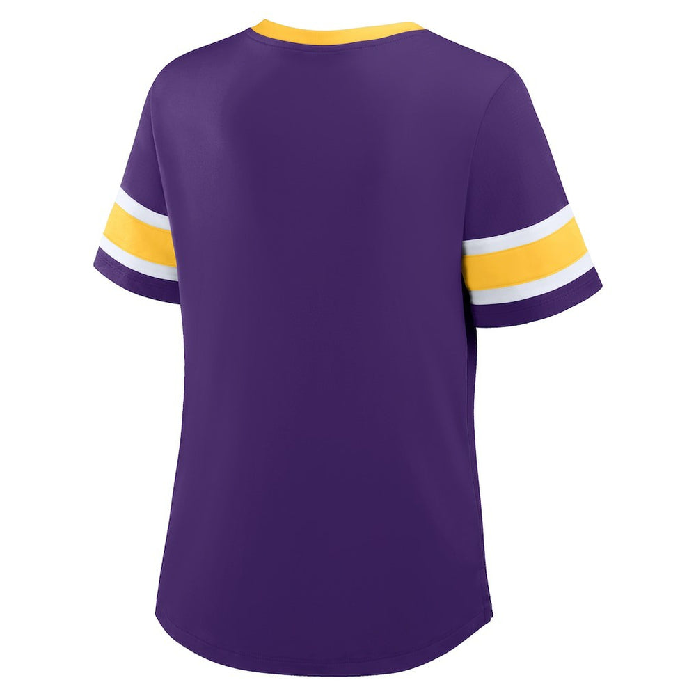 Minnesota Vikings Women's Redzone Draw Play Athena Lace-Up T-Shirt - Purple T-shirts