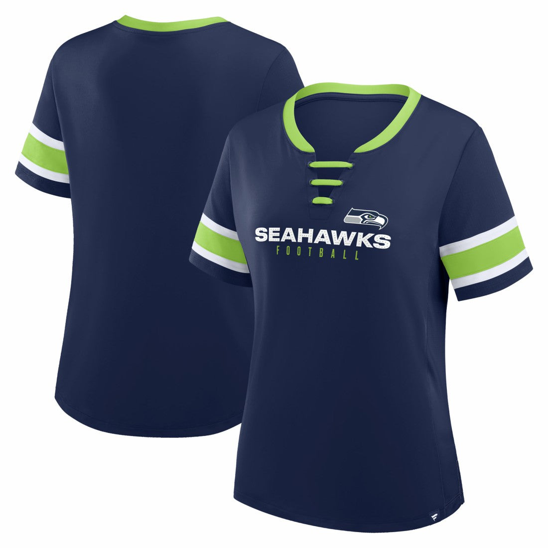 Seattle Seahawks Women's Redzone Draw Play Athena Lace-Up T-Shirt - College Navy T-shirts