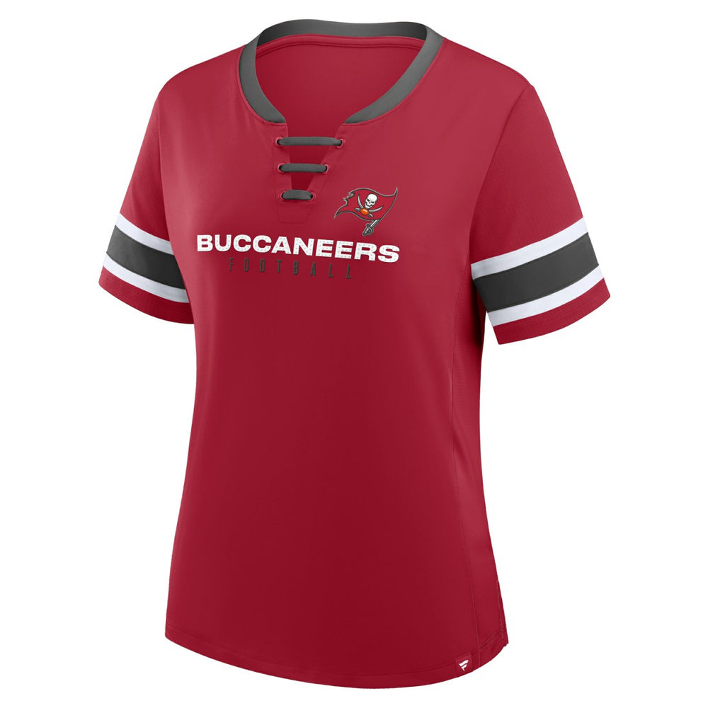 Tampa Bay Buccaneers Women's Redzone Draw Play Athena Lace-Up T-Shirt - Red T-shirts