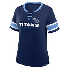 Tennessee Titans Women's Redzone Draw Play Athena Lace-Up T-Shirt - Navy T-shirts