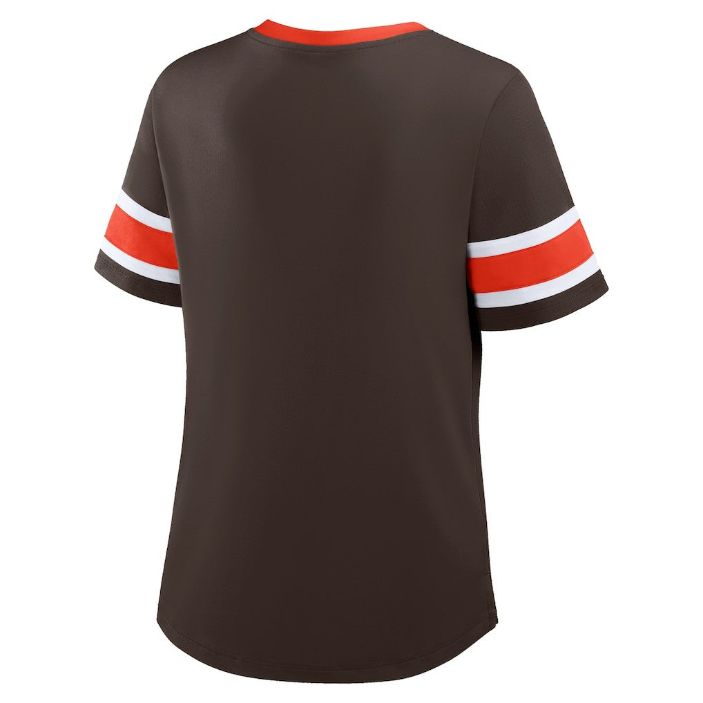 Cleveland Browns Women's Redzone Draw Play Athena Lace-Up T-Shirt - Brown T-shirts