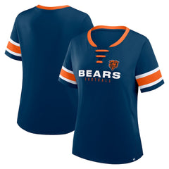 Chicago Bears Women's Redzone Draw Play Athena Lace-Up T-Shirt - Navy T-shirts