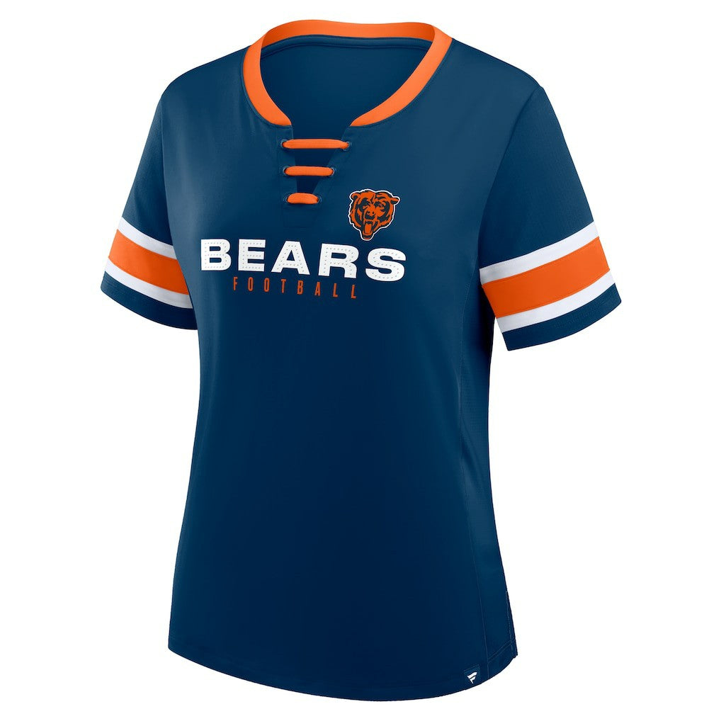 Chicago Bears Women's Redzone Draw Play Athena Lace-Up T-Shirt - Navy T-shirts