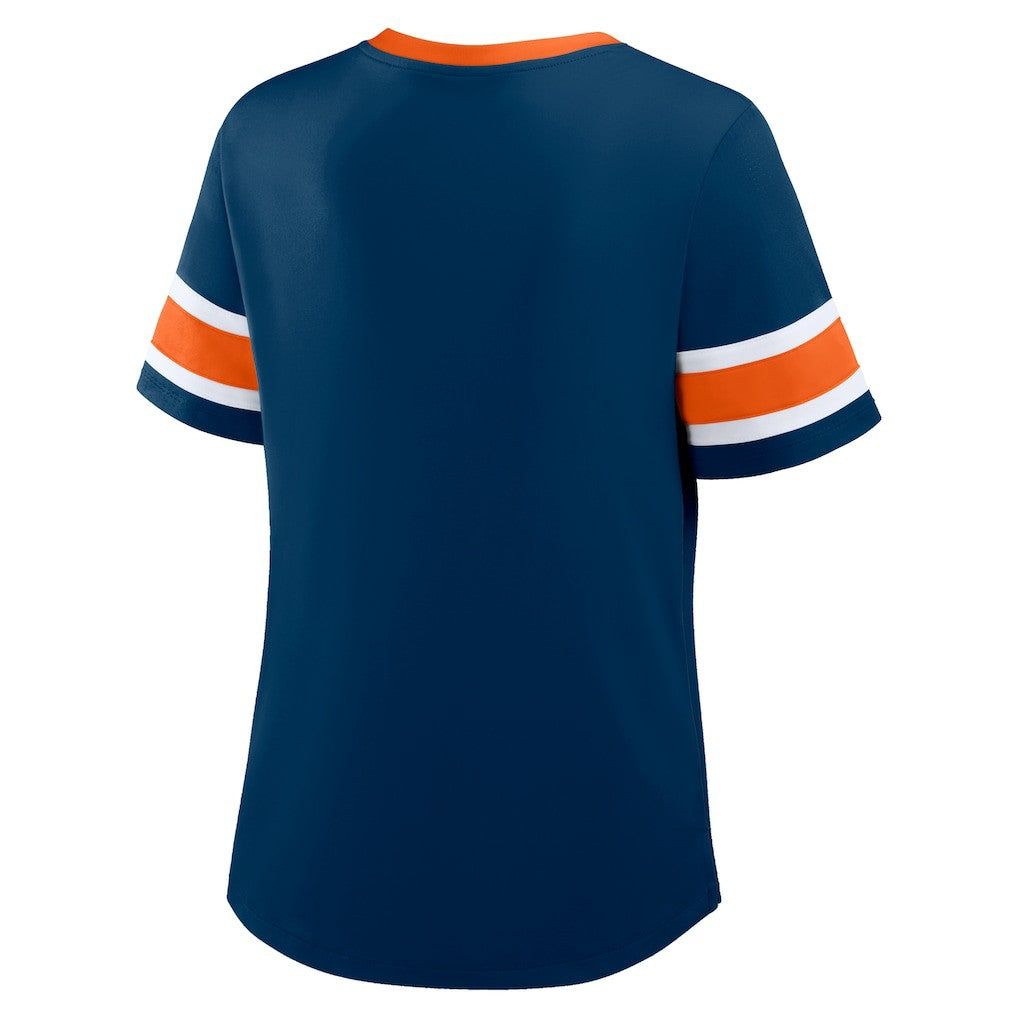 Chicago Bears Women's Redzone Draw Play Athena Lace-Up T-Shirt - Navy T-shirts