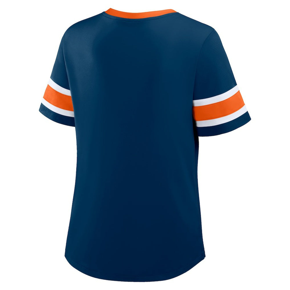 Chicago Bears Women's Redzone Draw Play Athena Lace-Up T-Shirt - Navy T-shirts