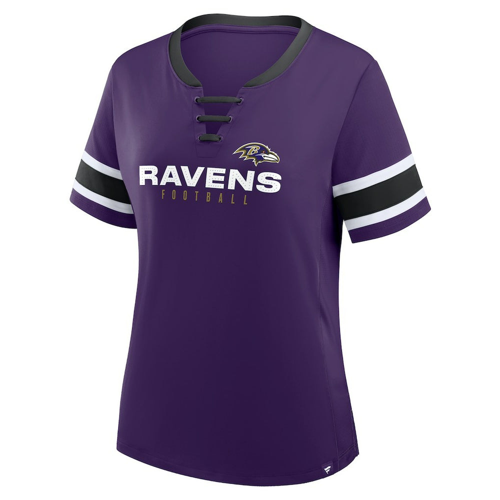 Baltimore Ravens Women's Redzone Draw Play Athena Lace-Up T-Shirt - Purple T-shirts