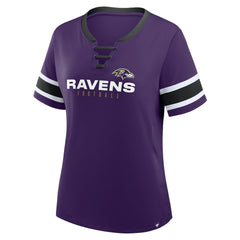 Baltimore Ravens Women's Redzone Draw Play Athena Lace-Up T-Shirt - Purple T-shirts