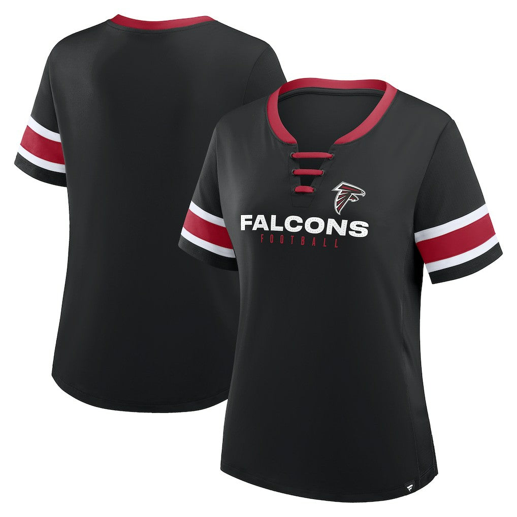 Atlanta Falcons Women's Redzone Draw Play Athena Lace-Up T-Shirt - Black T-shirts