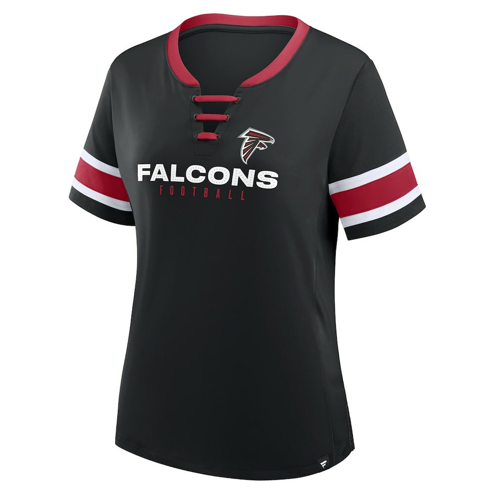 Atlanta Falcons Women's Redzone Draw Play Athena Lace-Up T-Shirt - Black T-shirts