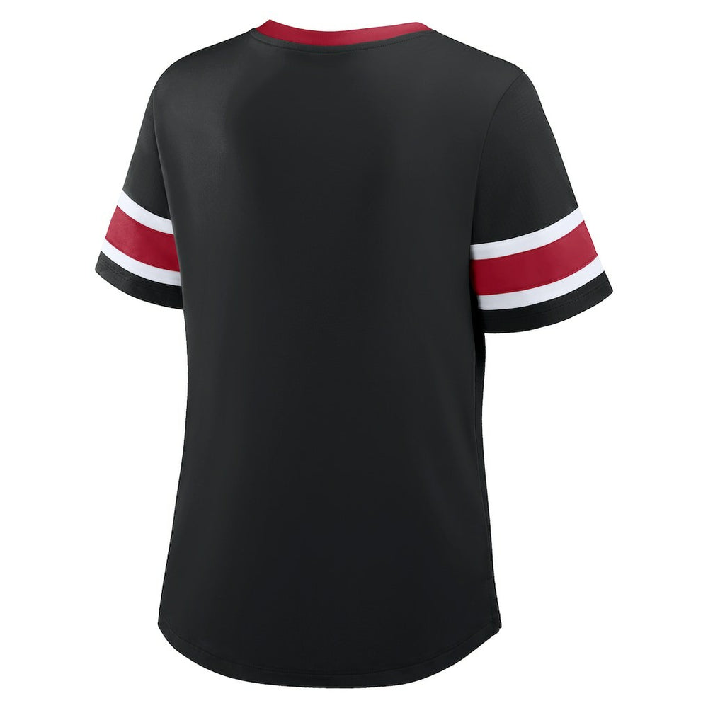 Atlanta Falcons Women's Redzone Draw Play Athena Lace-Up T-Shirt - Black T-shirts