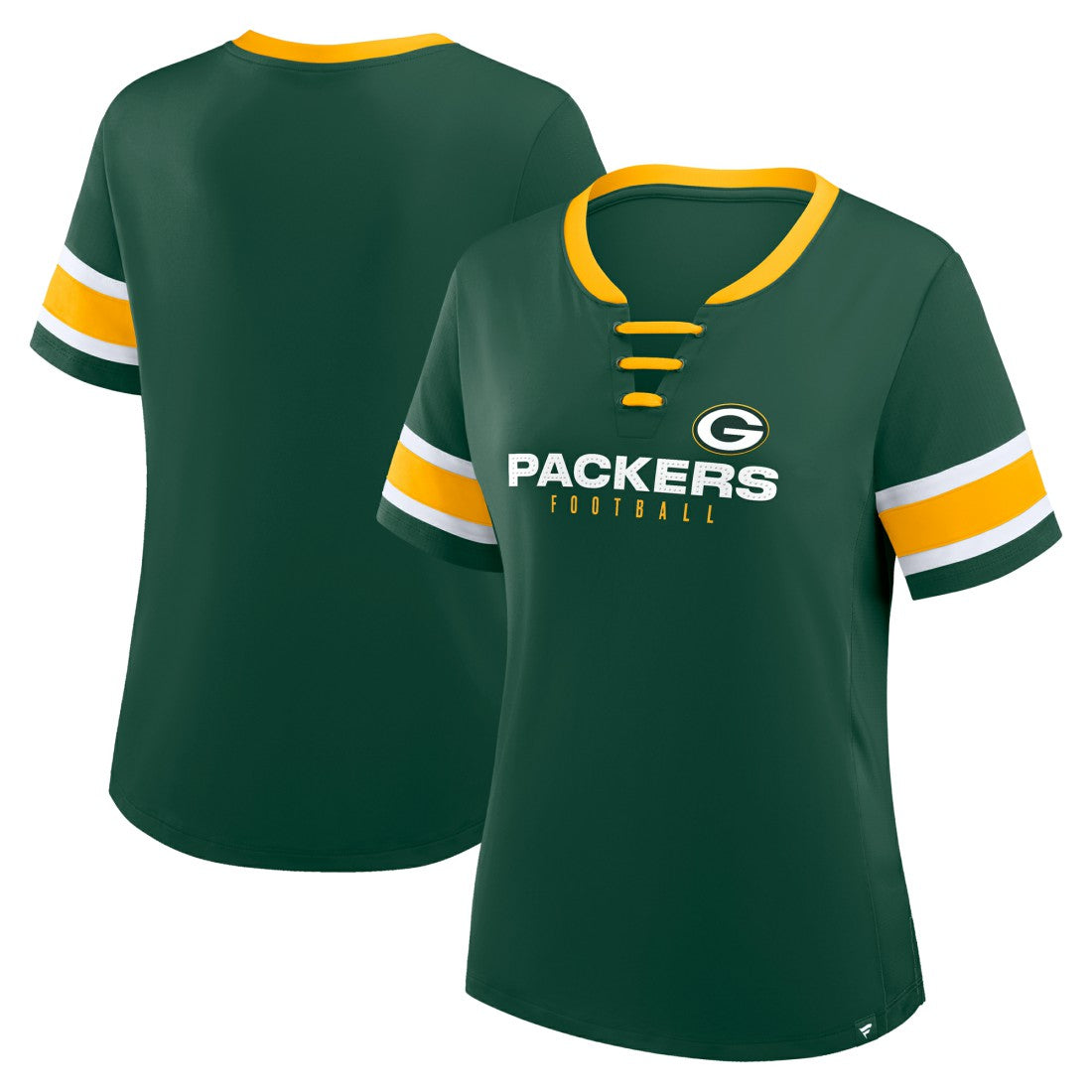 Green Bay Packers Women's Redzone Draw Play Athena Lace-Up T-Shirt - Green T-shirts
