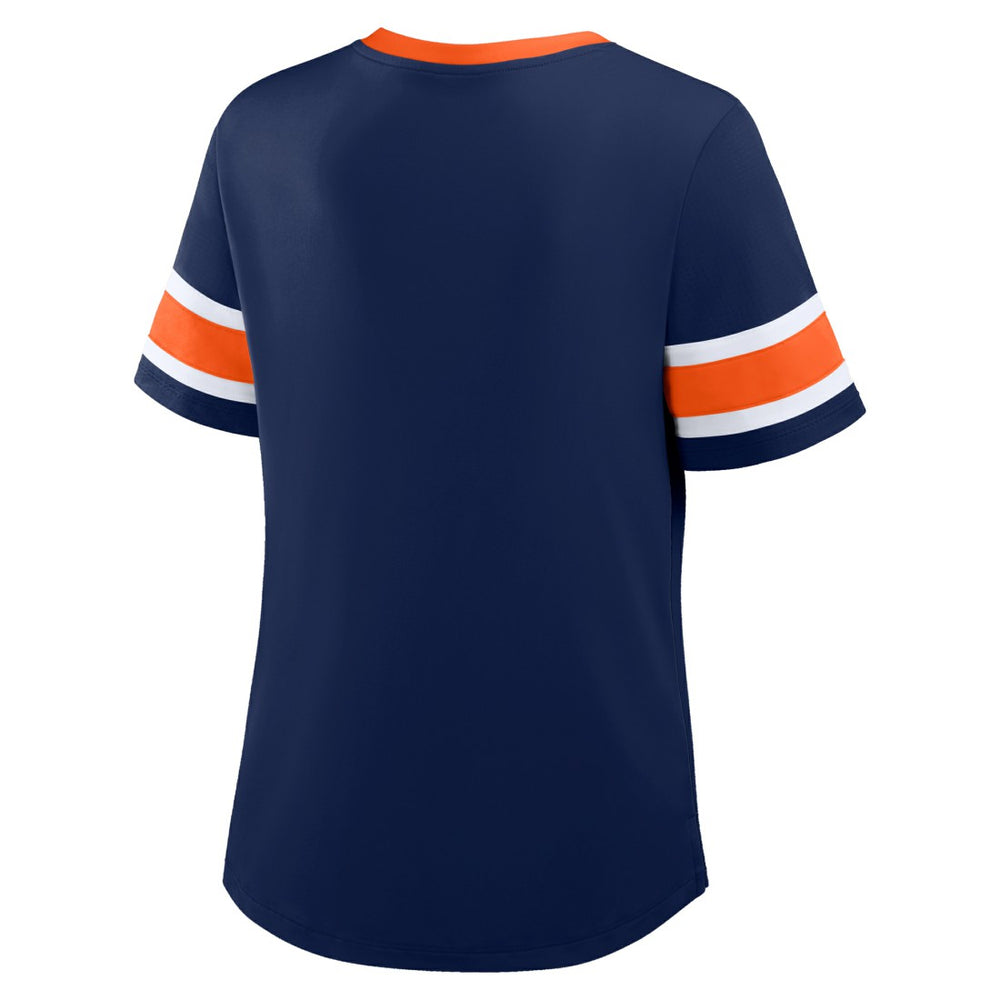 Denver Broncos Women's Redzone Draw Play Athena Lace-Up T-Shirt - Navy T-shirts