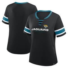 Jacksonville Jaguars Women's Redzone Draw Play Athena Lace-Up T-Shirt - Black T-shirts