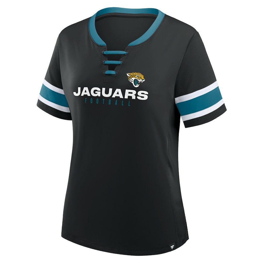 Jacksonville Jaguars Women's Redzone Draw Play Athena Lace-Up T-Shirt - Black T-shirts