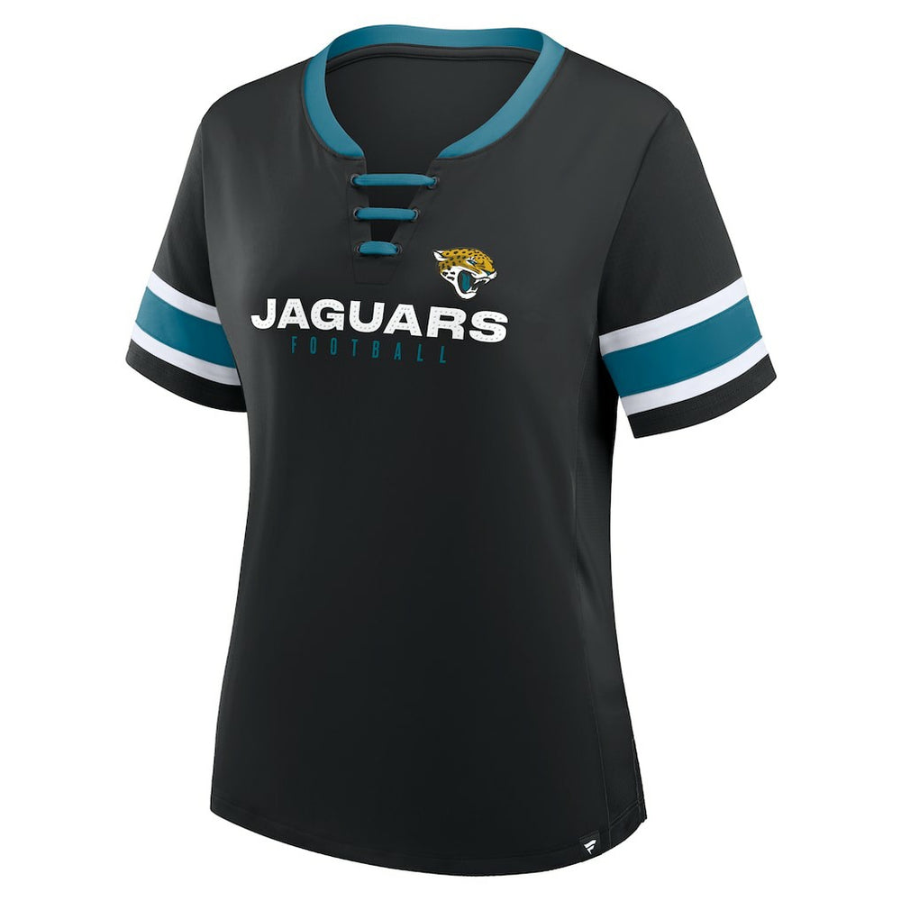 Jacksonville Jaguars Women's Redzone Draw Play Athena Lace-Up T-Shirt - Black T-shirts