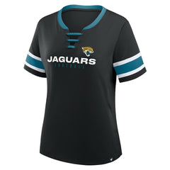 Jacksonville Jaguars Women's Redzone Draw Play Athena Lace-Up T-Shirt - Black T-shirts