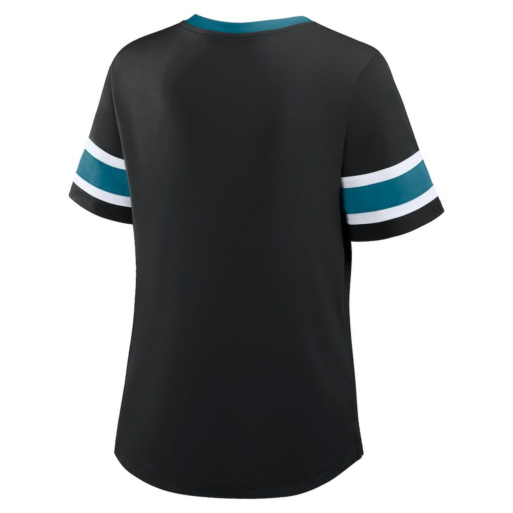 Jacksonville Jaguars Women's Redzone Draw Play Athena Lace-Up T-Shirt - Black T-shirts