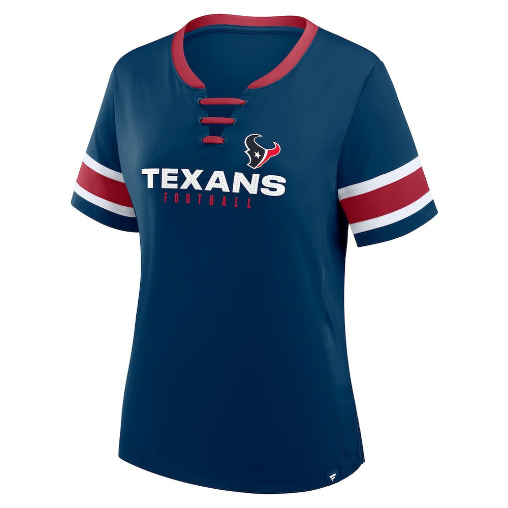 Houston Texans Women's Redzone Draw Play Athena Lace-Up T-Shirt - Navy T-shirts