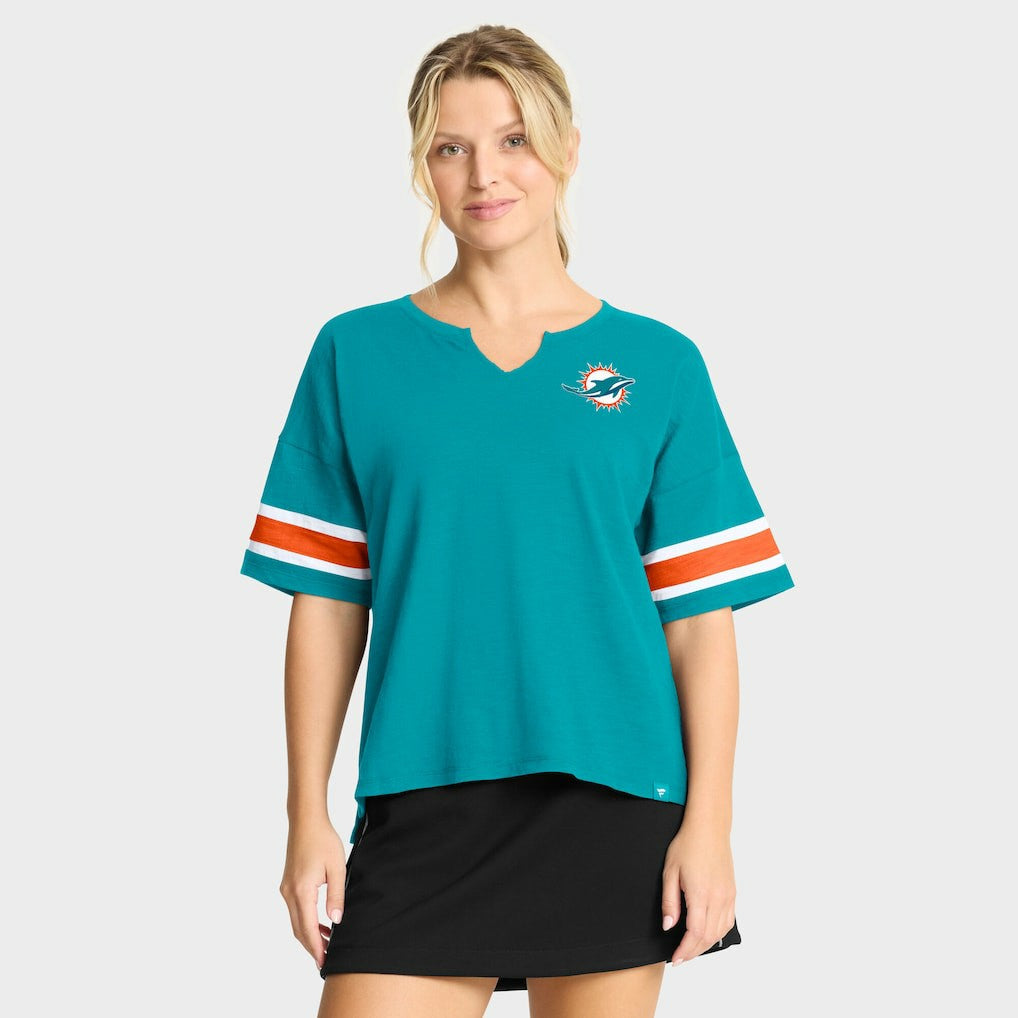 Miami Dolphins Women's Redzone Curl Route T-Shirt - Aqua T-shirts