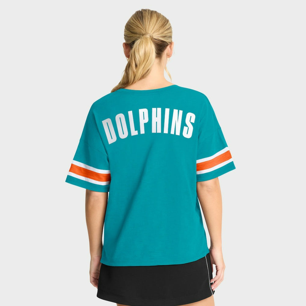 Miami Dolphins Women's Redzone Curl Route T-Shirt - Aqua T-shirts
