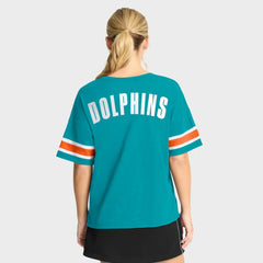 Miami Dolphins Women's Redzone Curl Route T-Shirt - Aqua T-shirts
