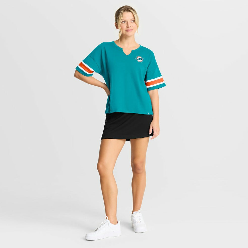 Miami Dolphins Women's Redzone Curl Route T-Shirt - Aqua T-shirts