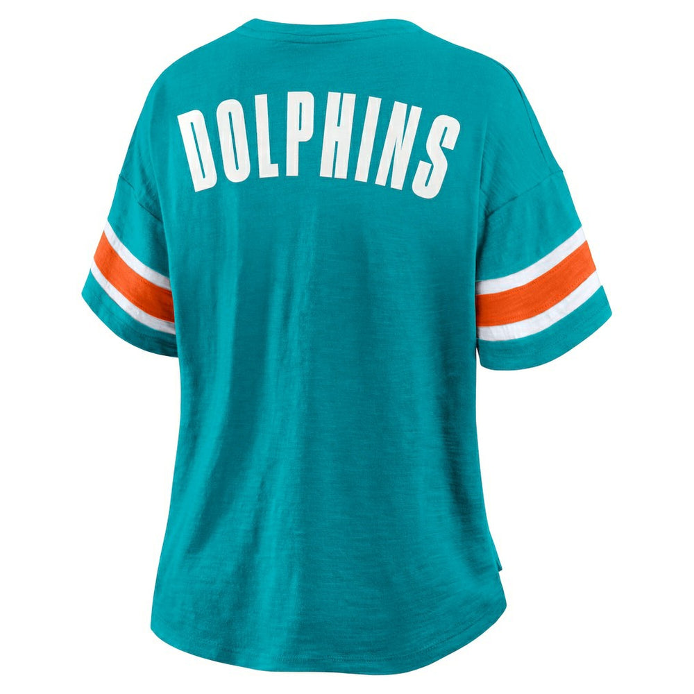 Miami Dolphins Women's Redzone Curl Route T-Shirt - Aqua T-shirts