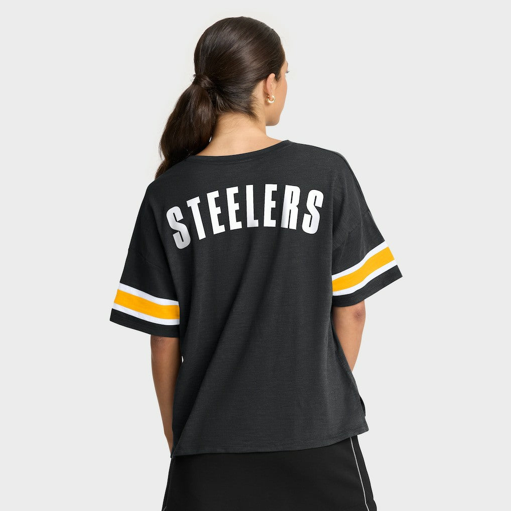 Pittsburgh Steelers Women's Redzone Curl Route T-Shirt - Black T-shirts