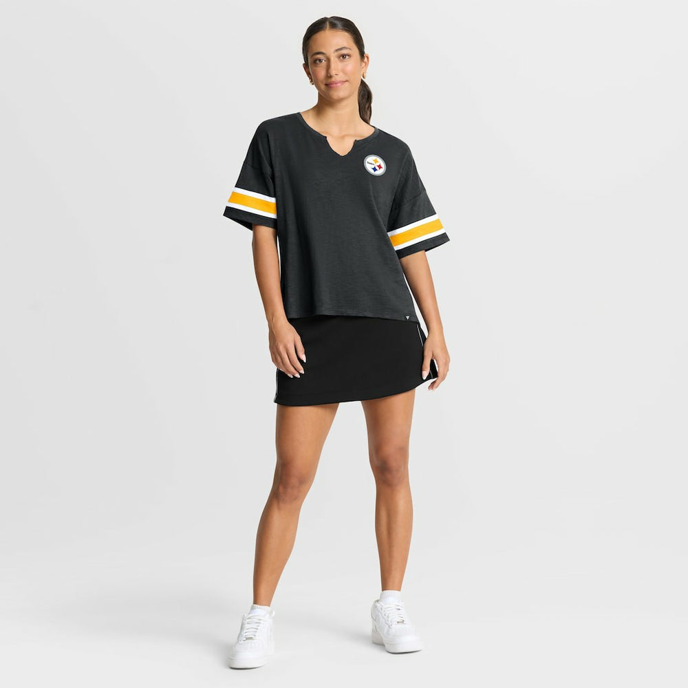 Pittsburgh Steelers Women's Redzone Curl Route T-Shirt - Black T-shirts