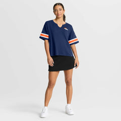 Denver Broncos Women's Redzone Curl Route T-Shirt - Navy T-shirts