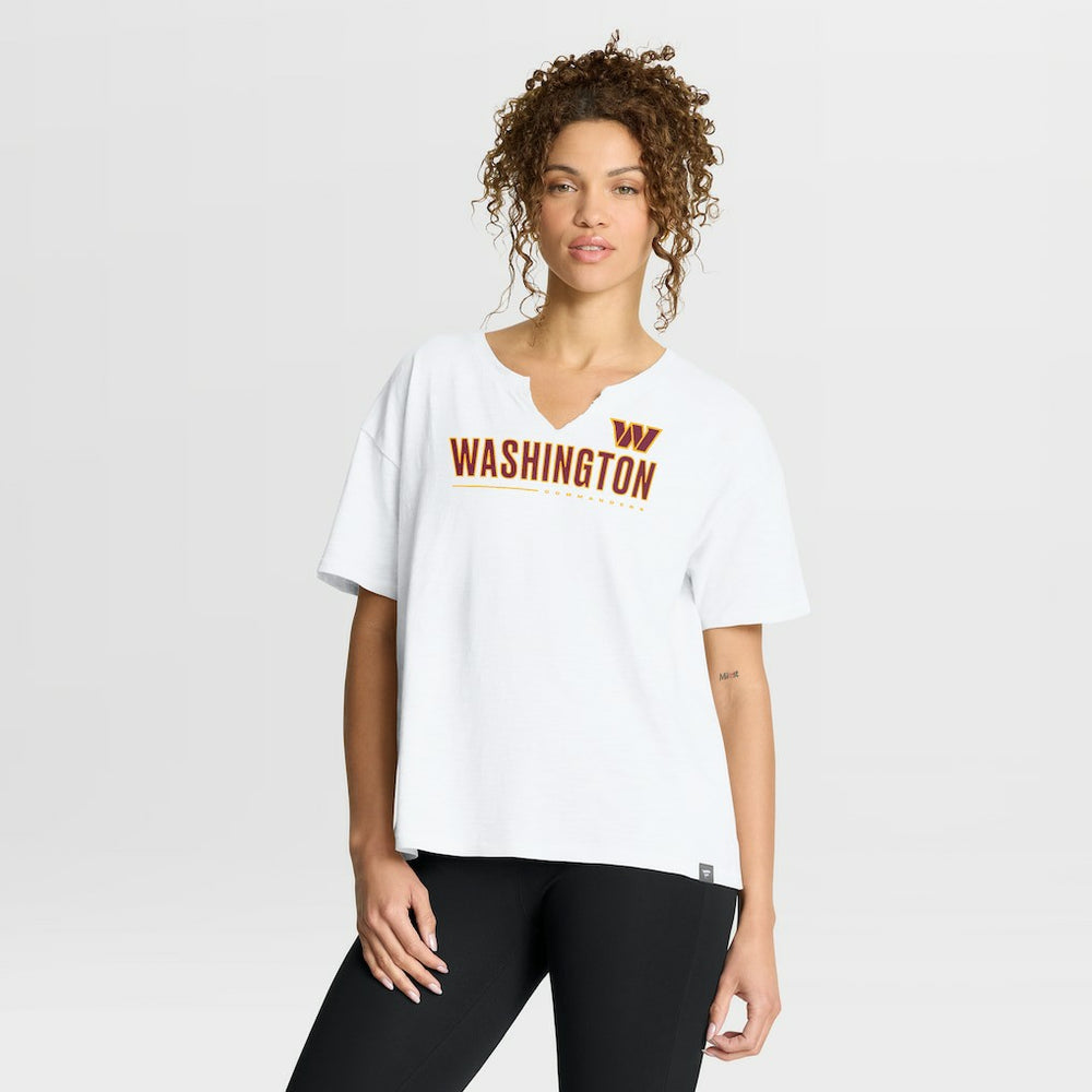 Washington Commanders Women's Redzone Slub Boxy T-Shirt - White T-shirts
