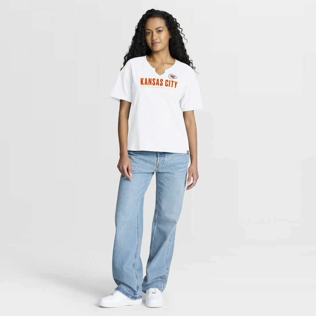 Kansas City Chiefs Women's Redzone Slub Boxy T-Shirt - White T-shirts