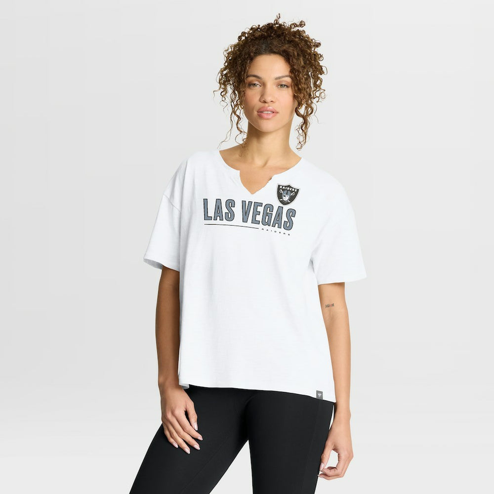 Las Vegas Raiders Women's Redzone Slub Boxy T-Shirt - White T-shirts