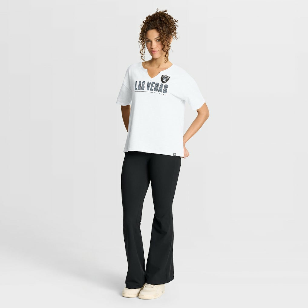 Las Vegas Raiders Women's Redzone Slub Boxy T-Shirt - White T-shirts