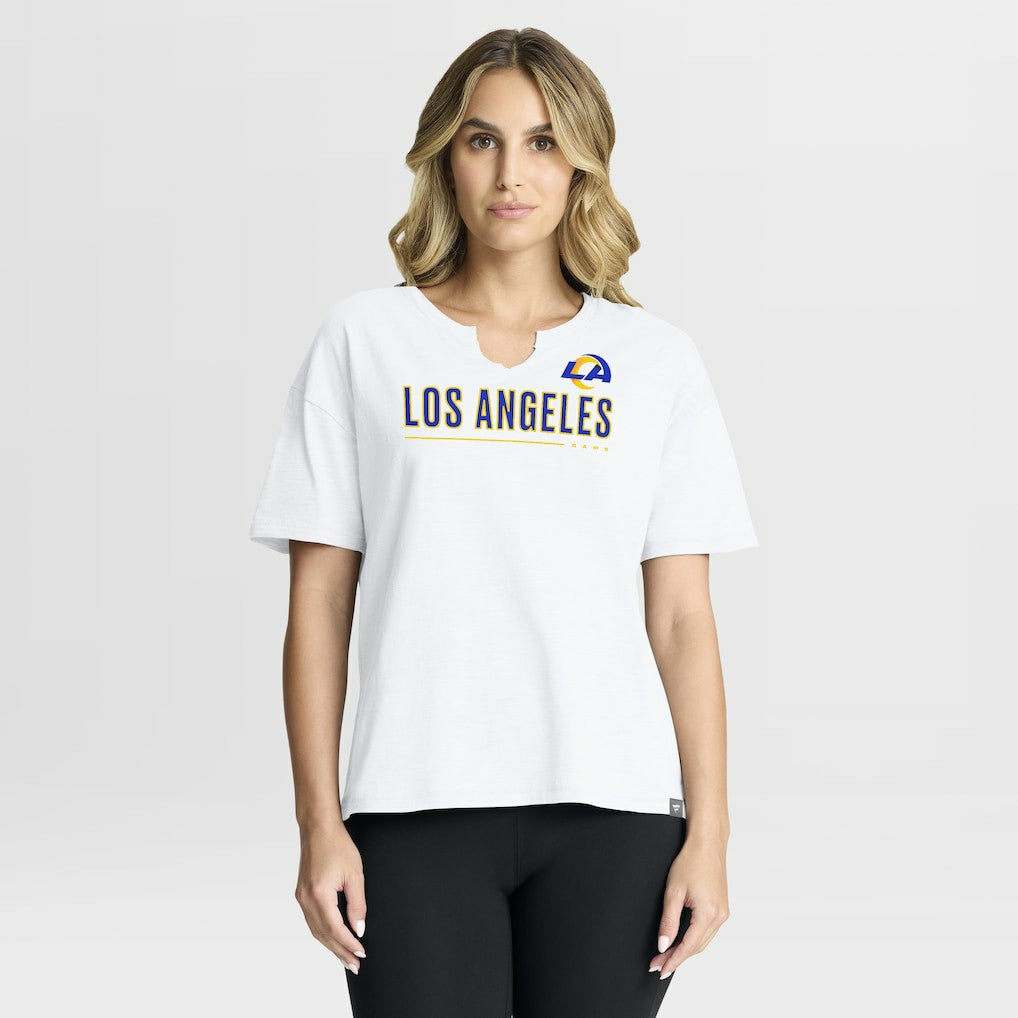 Los Angeles Rams Women's Redzone Slub Boxy T-Shirt - White T-shirts