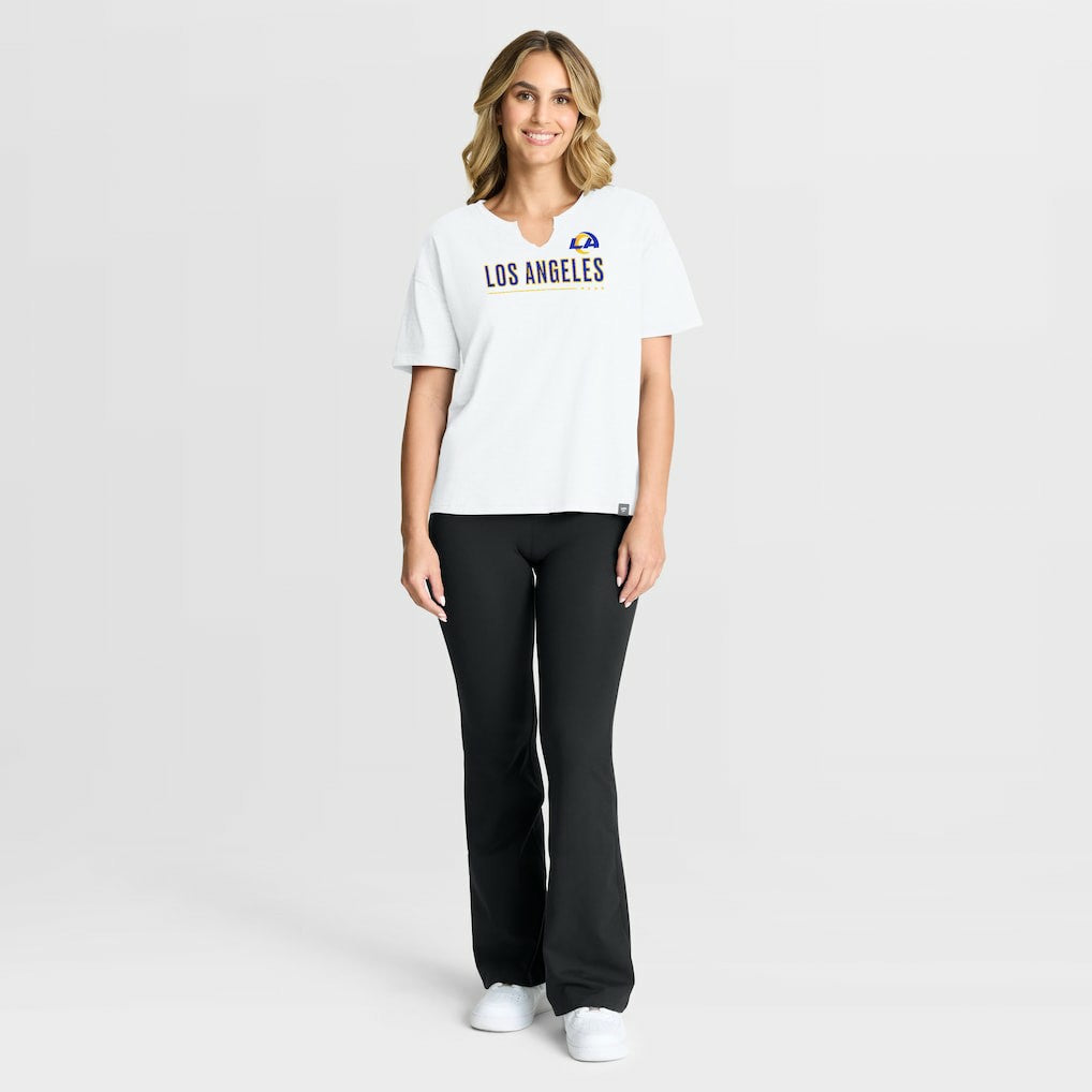 Los Angeles Rams Women's Redzone Slub Boxy T-Shirt - White T-shirts