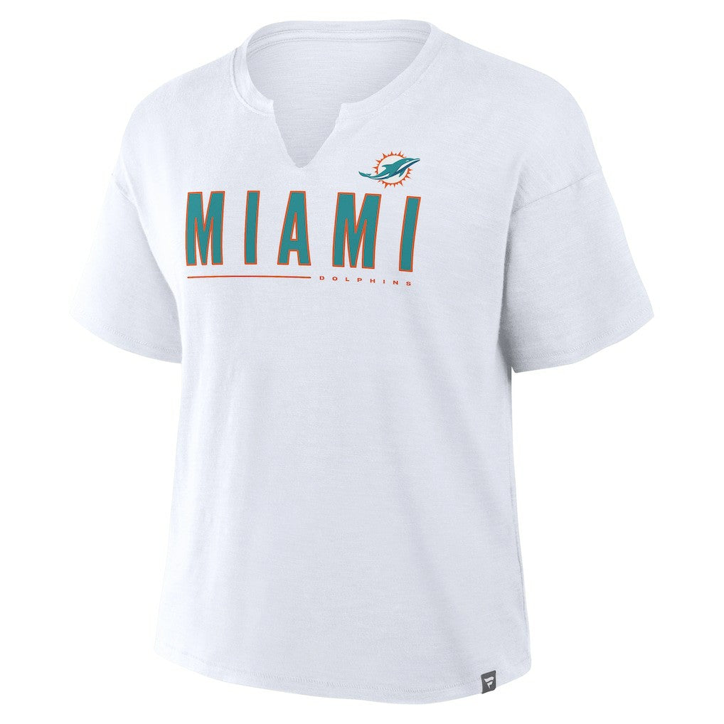 Miami Dolphins Women's Redzone Slub Boxy T-Shirt - White T-shirts