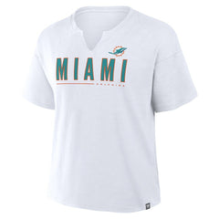 Miami Dolphins Women's Redzone Slub Boxy T-Shirt - White T-shirts