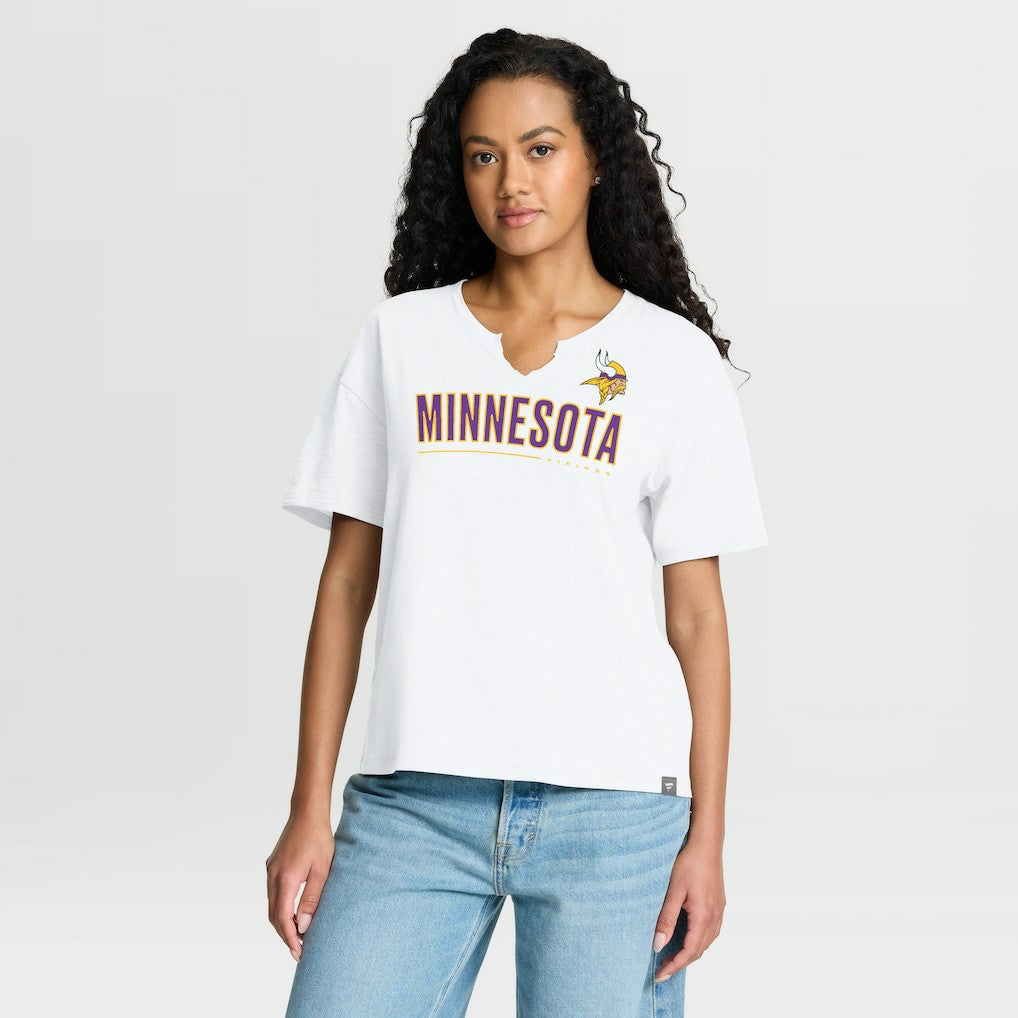 Minnesota Vikings Women's Redzone Slub Boxy T-Shirt - White T-shirts