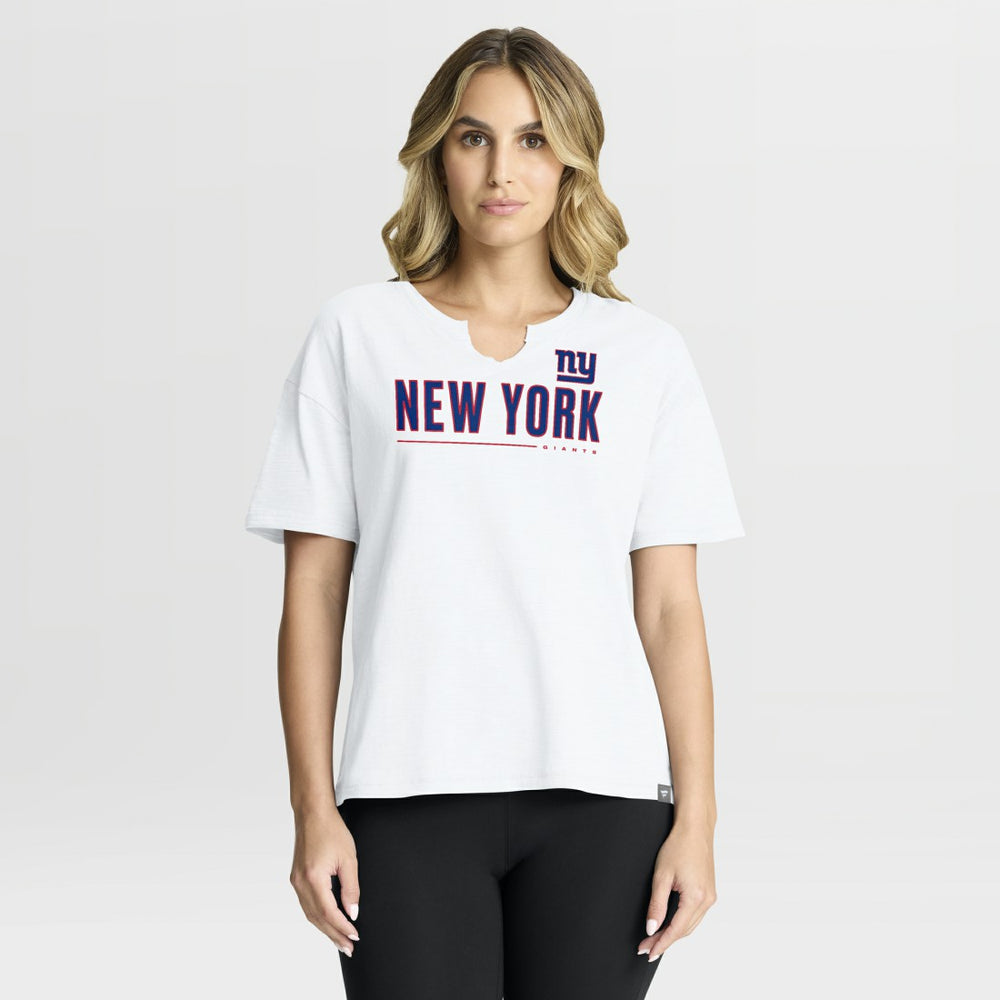 New York Giants Women's Redzone Slub Boxy T-Shirt - White T-shirts