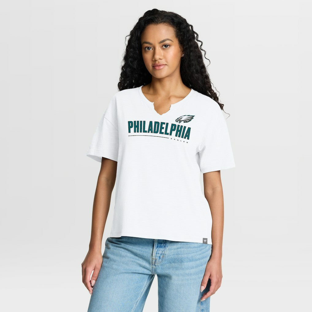 Philadelphia Eagles Women's Redzone Slub Boxy T-Shirt - White T-shirts
