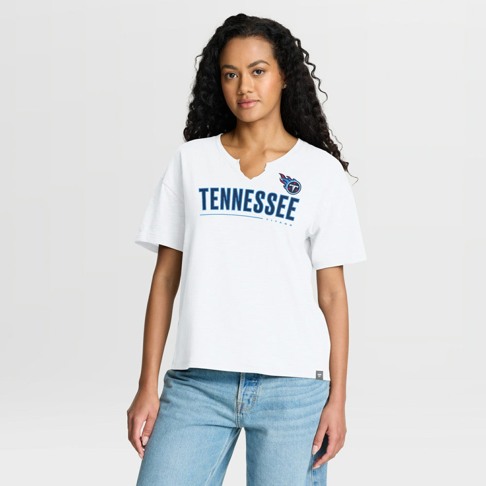 Tennessee Titans Women's Redzone Slub Boxy T-Shirt - White T-shirts