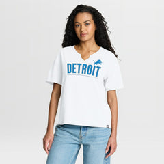 Detroit Lions Women's Redzone Slub Boxy T-Shirt - White T-shirts