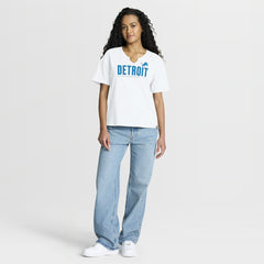 Detroit Lions Women's Redzone Slub Boxy T-Shirt - White T-shirts